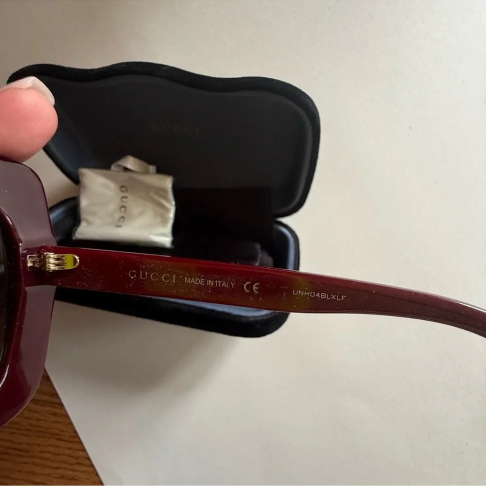 Gucci Burgundy Square Oversized Sunglasses